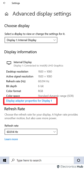 propriétés de l'adaptateur d'affichage