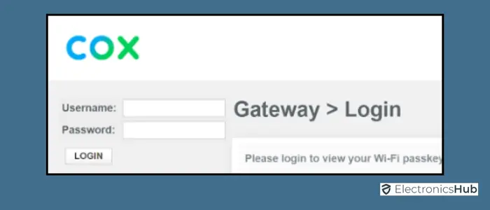 Access Your Cox Modem Router - log in page