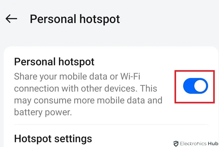 Commutateur de point d'accès activé dans Android