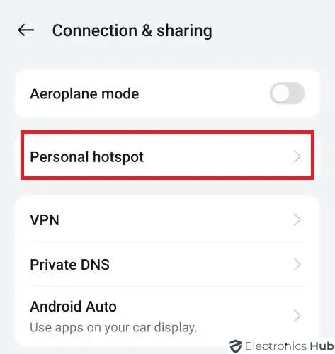 Point d'accès personnel dans Android